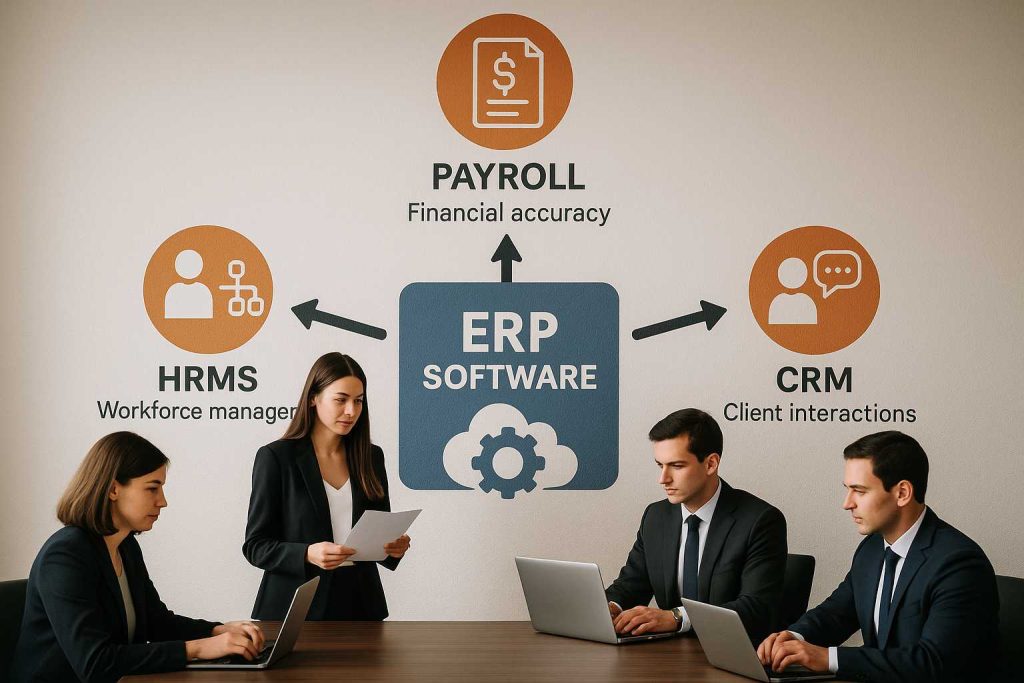 How Can ERP Software Connect HRMS, Payroll, and CRM to Automate Workforce Management, Client Interactions, and Financial Accuracy?