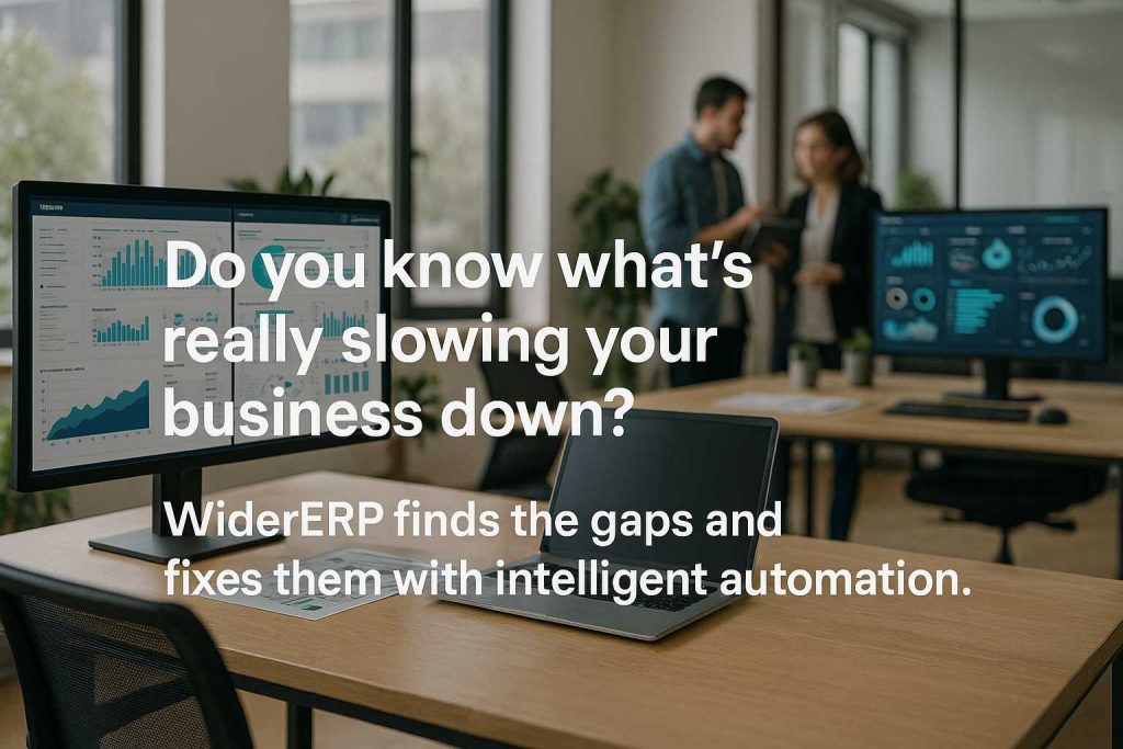 “Do you know what’s really slowing your business down? WiderERP finds the gaps and fixes them with intelligent automation.”