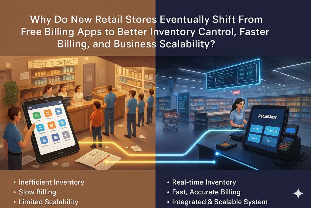 Why Do New Retail Stores Eventually Shift From Free Billing Apps to RetailMass for Better Inventory Control, Faster Billing, and Business Scalability?